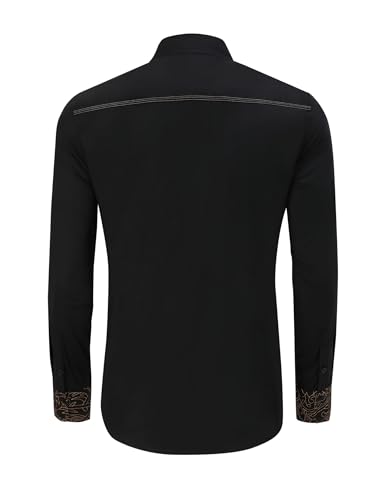 TURETRENDY Men's Western Embroidered Long Sleeve Cowboy Button Down Shirt4