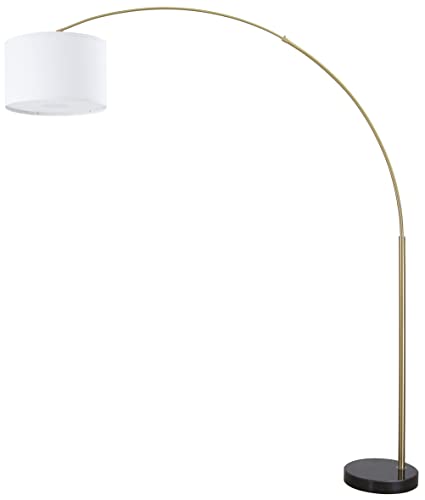 Major-Q Modern 81" Arc X-Large Tall Living Room-Stand Up Arching Drum Shade Large Floor Lamp with Real Marble Base for Dinning/Bedrooms-Corner Lamp for Office Lighting White/Gold (99-6938GLD)
