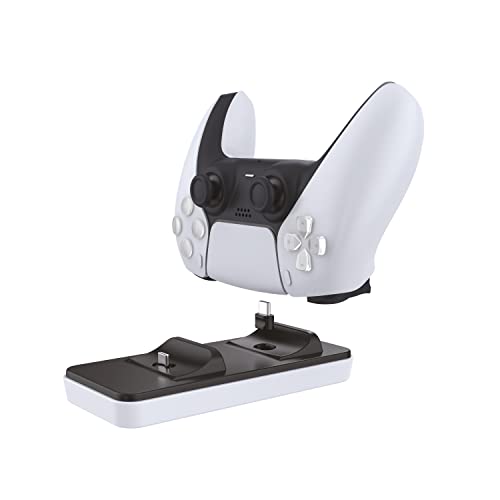 DR1TECH GamePow+ Base di Ricarica per Dualsense PS5 con Ricarica Rapida - Doppio Caricatore Controller Wireless per PS5 con Plug Removibili