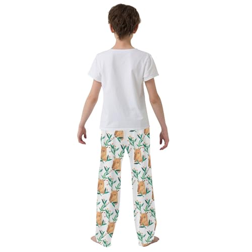 Funny Deer Floral Boys Long Pants Soft Trousers Elastic Waist Kids Lounge Bottoms with Pockets S-XL3