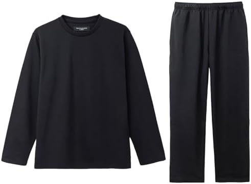 （00:01時点） [Recoverypro Lab.] 疲労回復ウェア 長袖クルーネック ロングパンツ 上下セット ブラック Lサイズ 一般医療機器 リカバリーウェア 男女兼用 血行促進