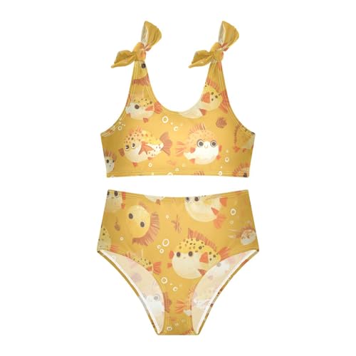KLL Cute Cartoon Puffer Fishs Girl Two Piece Bikini Sets Quick-Dry Beach Swimsuit Swimsuit3