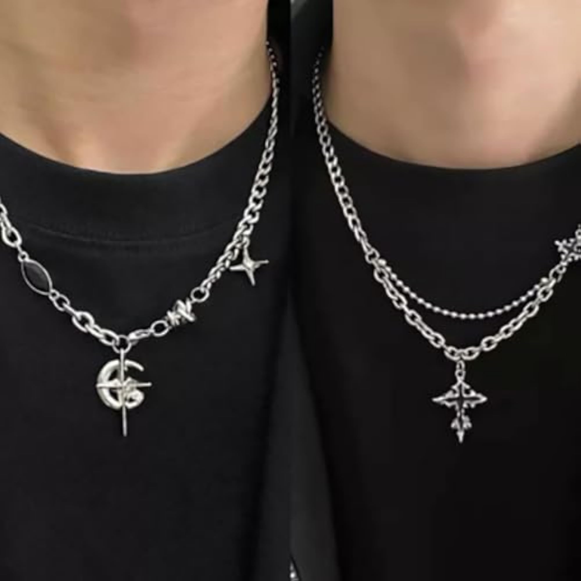 Men's 2Pcs Gothic Pendant Chain Set, Everyday Wear