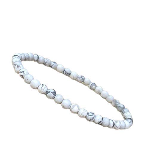 Semi-Precious Gemstone Howlite 4 mm Round Beads Smooth Beads with Stretch Bracelet 7