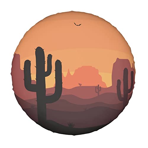 Image of Desert Sunset Cactus Spare Tire Cover Dust-Proof Wheel Tire Cover Fit Trailer, RV, SUV and Many Vehicle 16 Inch