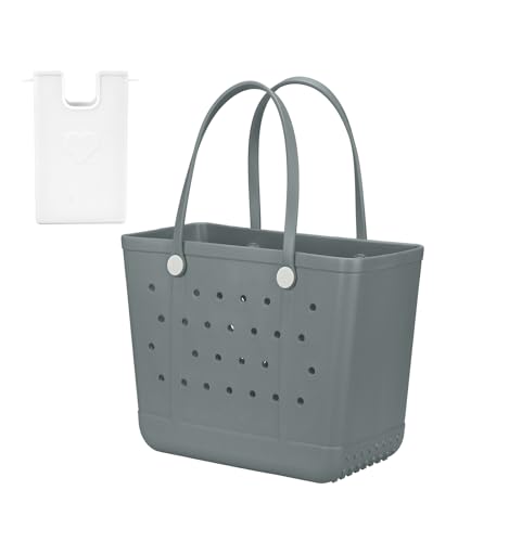 Rubber Beach Bag with Silicone Phone Holder for Bogg Bag - Beach Tote Bags Phone Case Holder Charms Accessory