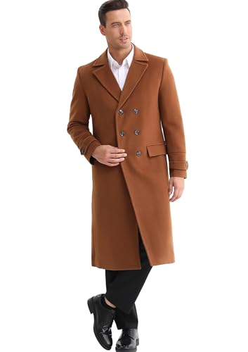 Image of APTRO Men's Luxury Full Length Trench Coat Long Wool Overcoat Winter Windbreaker