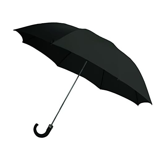 Rainbrella Guarda-chuva com abertura automática, 2 dobras, com alça de gancho de plástico, preto, 106 cm