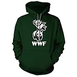 WWF Panda Top Ropes Elbow Drop Hoodie | Funny Wrestling Design | Available in Sizes S-5XL (US, Alpha, Small, Regular, Regular, Forest Green)