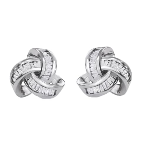 Shop LC Knot Earrings - Real Diamond Love Knot Stud Earrings For Women - Platinum & Vermeil Yellow Gold Plated 925 Sterling Silver Celtic Studs with Genuine DiamondsJewelry Birthday Gifts for Women