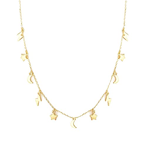 Collier étoiles lune éclair en argent femme idée cadeau symbolique unique