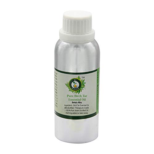 Abedul alquitrán aceite esencial | Betula alba | Aceite alquitrán abedul | Para pelo | 100% natural puro | Vapor destiló | Grado Terapéutico | Birch Tar Essential Oil | 1250ml | 42oz By R V Essential