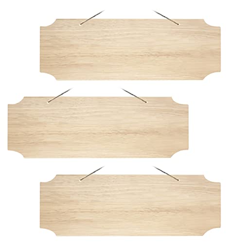 3Pack Blank Wood Sign for Craft Unfinished Hanging Wooden Board with...