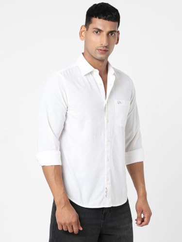 Image of Spykar Men's Regular Fit Full Sleeve Cotton Solid Casual Shirts