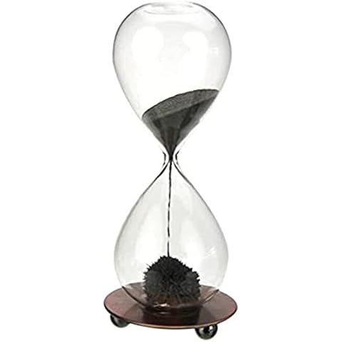 Z ZICOME Magnetic Hourglass Decorative Sand Timer with a Iron Base for Desk Decoration Black Cover