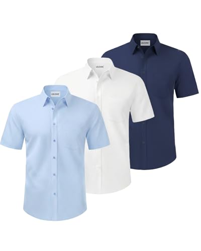 Chemises à manches courtes pour homme : lot chemises de travail boutonnées business et casual