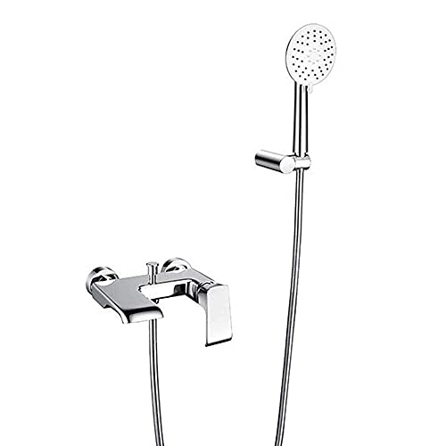 Pomme de douche double sortie et tapis de douche haute résistance en chrome