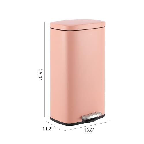 Image of happimess Curtis 8 Gal Step Trash Can Soft Close 25 inch, Flamingo Pink