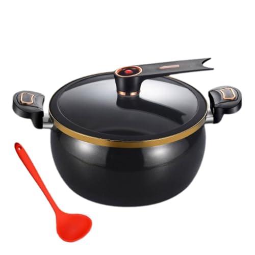 Peakjune Olla a presión esmaltada pequeña,Enamelo Pequeña Olla a presión con Tapas,Micros Olla a presión,Olla a presión esmaltada de Doble Mango,Alivia rápidamente la presión.