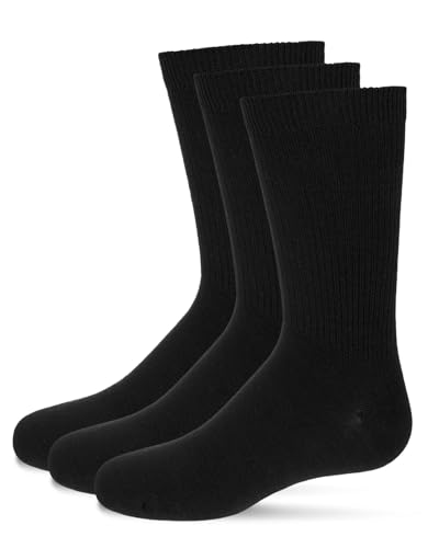 MeMoi Boys' 3 Pair Pack Thin Ribbed Cotton Blend Crew Socks