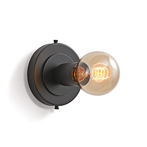 Image of BRIGHTTIA Luna Uno 1-Light Wall Sconce - Mid Century Industrial Modern Flush Mount Fixture for Wall & Ceiling - Minimalist Lamp for Bathroom and Small Spaces - Matte Black (BC0026-1B)