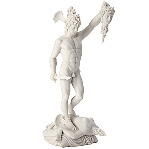 Design Toscano Perseus Beheading Medusa Greek Gods Statue, Marble Polyresin, White, 30.5 cm