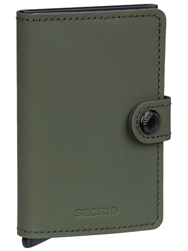 Image of Secrid Mini Wallet Matte Leather With Rfid Safe Card Case (Matte Green Black), Matte Green Black, Matte