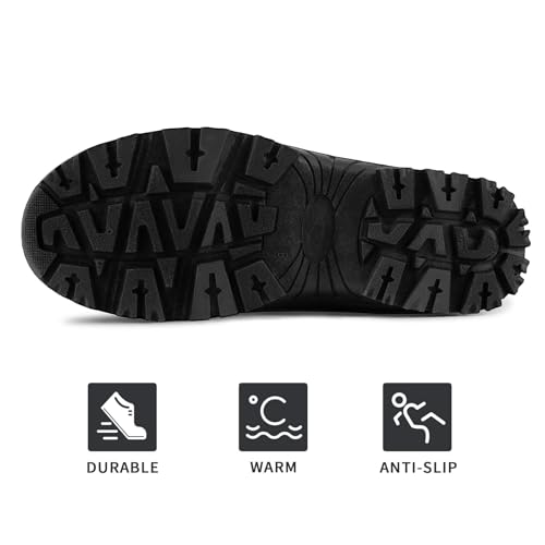mysoft Men's Winter Snow Boots Mid Calf Waterproof Insulated Fur Lined Warm Anti-Slip Zip Boot4
