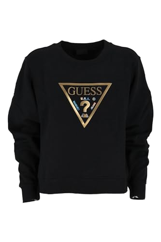 Guess Sweatshirt Damen Sweatshirt Logo Triangle Gold Schwarz E24GU15...