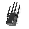 Extensor WiFi, 1200 Mbps de doble banda 2.4/5 GHz, amplificador de señal WiFi – Cobertura de 12880 pies cuadrados, fácil configuración, soporta 105 dispositivos, configuración de 1 toque y puerto