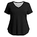 Aniywn Women Oversized Tshirt Summer Plus Size Workout Tops V Neck Short Sleeve Shirt Summer Tunic Side Slit Casual Sport Tee Black