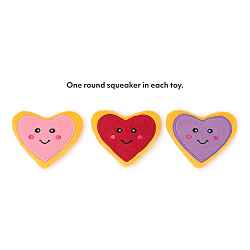 ZippyPaws - Valentine's Miniz, Stuffed Squeaker Dog Toy and Replacement for Interactive Burrows - 3-Pack, Heart Cookies - Image 3