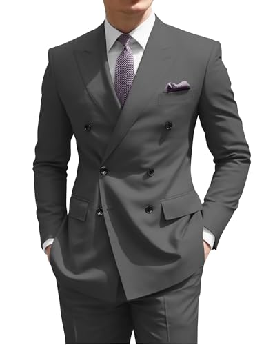 2 Piece Double Breasted Suit Men Slim Fit Double Breasted Blazer Wedding Prom Homecoming Groom Suit Pants Sets
