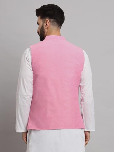 Image of LATEST CHIKAN Men's Traditional Cotton Solid Nehru Jacket /Waistcoat