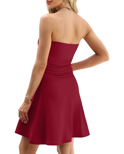Image of OFEEFAN Womens Tube Dresses Strapless Homecoming Graduation Formal Party Club Mini Dress Date Outfits