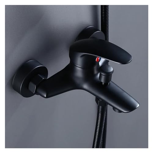 Grifo de ducha de baño con mezclador monomando de pared en latón negro 4