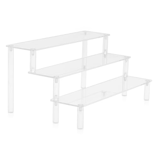 TVNYOUJIA Acryl Display Ständer, Acryl Riser Display Ständer Halter, Transparente 3-stufiger Ausstellungsregal für Figuren Cupcake Make up Kosmetik Dessert Gewürze Organizer Aufbewahrung(30cm, 1 STK)