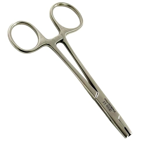 Ear, Nose, Septum Piercing, Horseshoes Ring Piercing Hemostat Clamps for All Piercings - Dermal Anchor Tube Insertion Removal Forceps - Stainless Steel (5mm Jaws)