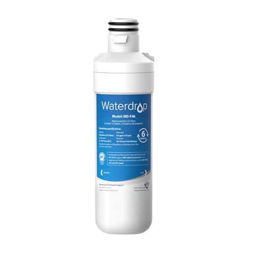 Waterdrop LT1000PC ADQ747935 MDJ64844601 Refrigerator Water Filter, Replacement for LG® LT1000P®, ADQ74793501, ADQ74793502, 46-9980, 9980, LFXC24796S, LSFXC2496D, NSF Certified