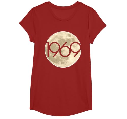 50th Anniversary Apollo 11 1969 Moon Landing T-Shirt, Girls, Cranberry Red, Medium