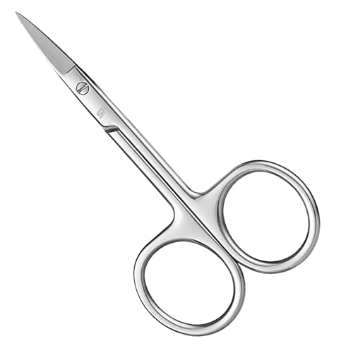 Cuticle Scissors with Curved Sharp Tip, Portable Small Scissors Professional Cuticle Cutter, Multi-Purpose Russian Manicure Cuticle Trimmer for Eyebrow, Nail, Eyelash, Beards, SUNDEN SD1279