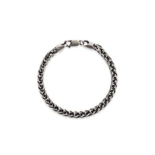 Quadri - Pulsera de hombre de plata 925 - Cadena modelo espiga diamantada - Anchura 5,5 mm - Longitud 18 + 2,5 cm extensión | 19 | 20 | 21,60 cm - Certificado Made in Italy, Plata 925 Cover
