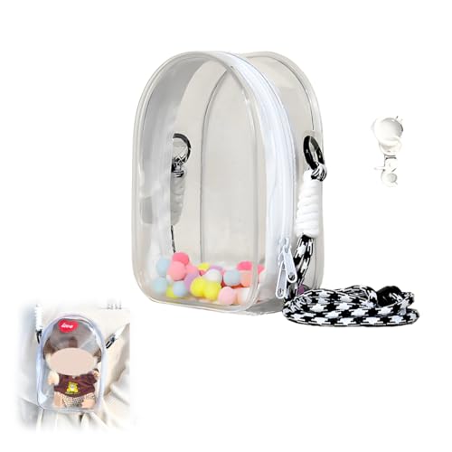 NHQZ Transparenter labubu-rucksack mit schlüsselanhänger, mini-rucksack für 17 cm große labubu-puppe, zubehör für labubu...