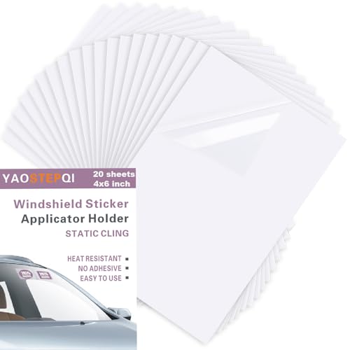 Image of Windshield Sticker Applicator, Stickers Shield for Windshields High Transparent Film Sticker Sheets Static Cling for Stickers, Easy Application, Removal and Re-Application (20 pcs 4x6)