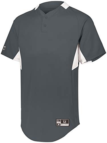 Holloway Youth Game7 Two-Button Baseball Jersey M Graphite/White