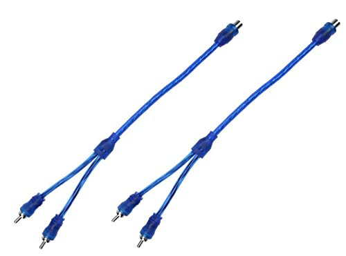 2 channel Phono Splitter Cable Blue (2 Male to 1 Female), 30cm