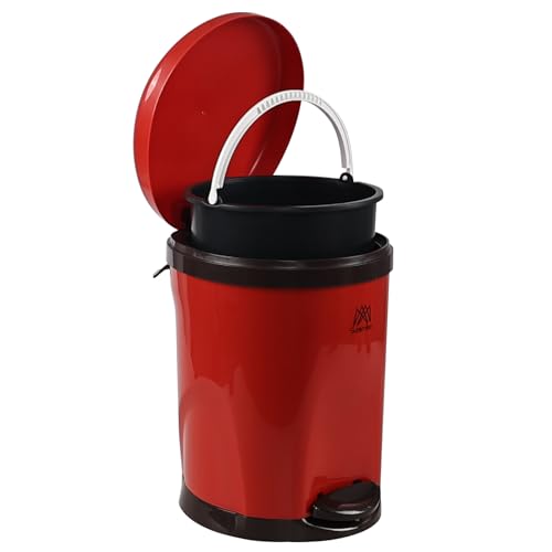 Caneca de basura redonda de 2 galones con pedal rojo miniatura 2