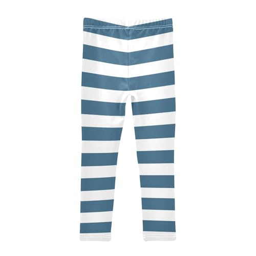 DOMIKING Caribbean Blue Stripe Girl's Leggings Pants Kids' Yoga Pants Stretchy Athletic Leggings Bottoms 4 Years2