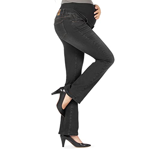 MAMAJEANS Vaqueros de Maternidad Boot Cut, Lavado de Lujo, Súper Cómodo - Made in Italy (36, Negro)