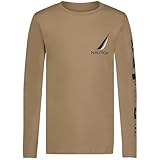Nautica Boys' Long Sleeve Graphic Crew Neck T-Shirt, Signal Block Kelp, 14-16